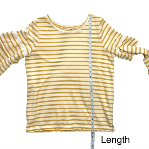 Old Navy Lemon Yellow Ruffled Stripe Pull On Crewneck Sweatshirt Top Small - Picture 11 of 15